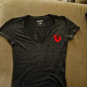 True religion t shirt with red rhinestones